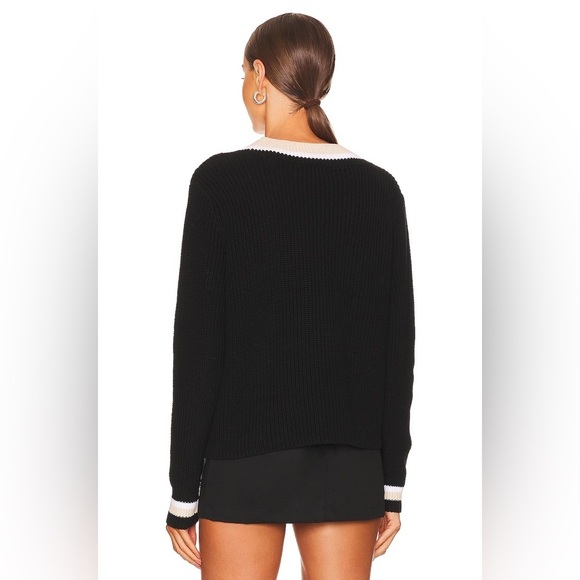 525 Women's Varsity Black and Cream Cardigan Sweater size Medium 100% cotton - Picture 5 of 5